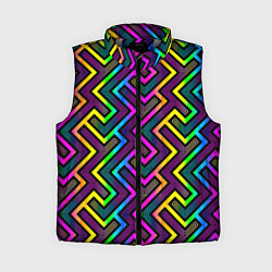 Женский жилет Радужный неоновый лабиринт узор, цвет: 3D-светло-серый