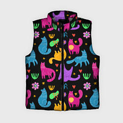 Женский жилет Паттерн разноцветных котиков, цвет: 3D-светло-серый