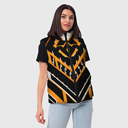 Женский жилет Жёлто-белые линии на чёрном фоне, цвет: 3D-черный — фото 2