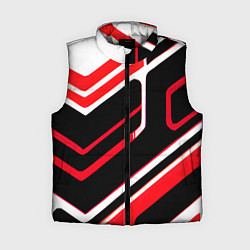 Женский жилет Бело-красные линии на чёрном фоне, цвет: 3D-светло-серый