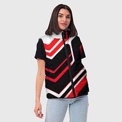 Женский жилет Бело-красные линии на чёрном фоне, цвет: 3D-светло-серый — фото 2