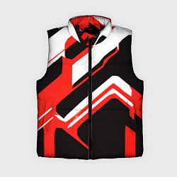 Женский жилет Бело-красные линии на чёрном фоне, цвет: 3D-черный