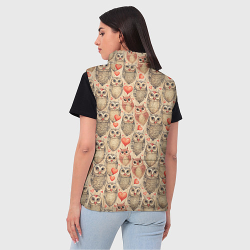 Женский жилет Совы милые в паттерне / 3D-Красный – фото 4