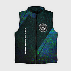 Женский жилет Manchester City glitch blue, цвет: 3D-черный
