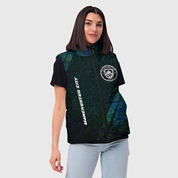 Женский жилет Manchester City glitch blue, цвет: 3D-черный — фото 2