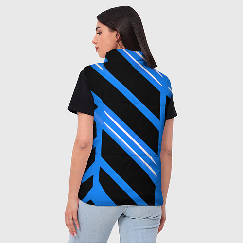 Женский жилет Black and white stripes on a blue background / 3D-Черный – фото 4