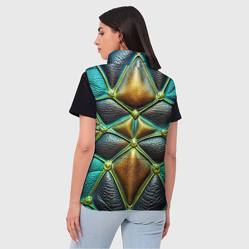 Женский жилет Объемная футуристичная объемная текстура из кожи / 3D-Светло-серый – фото 4