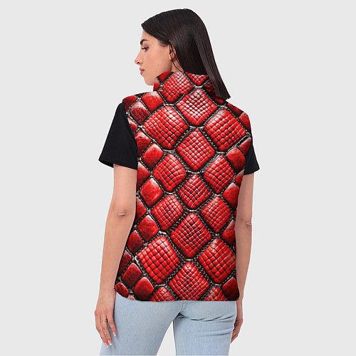 Женский жилет Змеиная объемная текстурная красная кожа / 3D-Черный – фото 4
