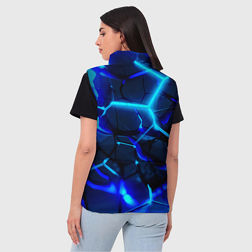 Женский жилет Яркие голубые неоновые плиты в разломе / 3D-Красный – фото 4