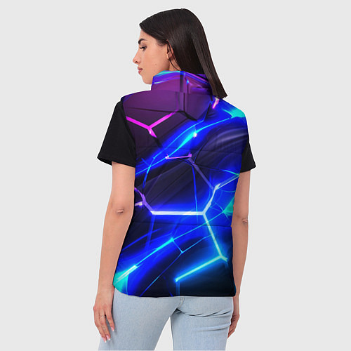 Женский жилет Микс разломленных плит и неоновое свечения / 3D-Черный – фото 4