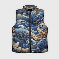 Женский жилет Джинсовые волны - нейросеть, цвет: 3D-красный