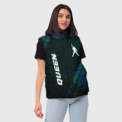 Женский жилет Queen glitch blue, цвет: 3D-черный — фото 2