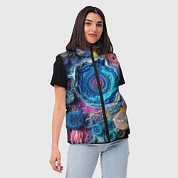 Женский жилет Вязаные цветы - пэчворк, цвет: 3D-красный — фото 2