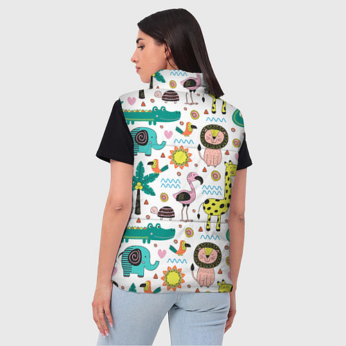 Женский жилет Животные джунглей / 3D-Светло-серый – фото 4