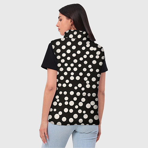 Женский жилет Черный фон с белыми кружками / 3D-Черный – фото 4