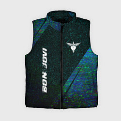 Женский жилет Bon Jovi glitch blue, цвет: 3D-черный