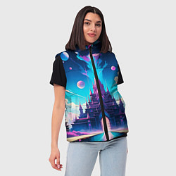 Женский жилет Сказочный город - пейзаж, цвет: 3D-черный — фото 2