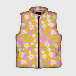 Женский жилет Разноцветный цветочный паттерн, цвет: 3D-светло-серый