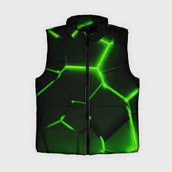 Женский жилет Темные зеленые неоновые плиты в разломе