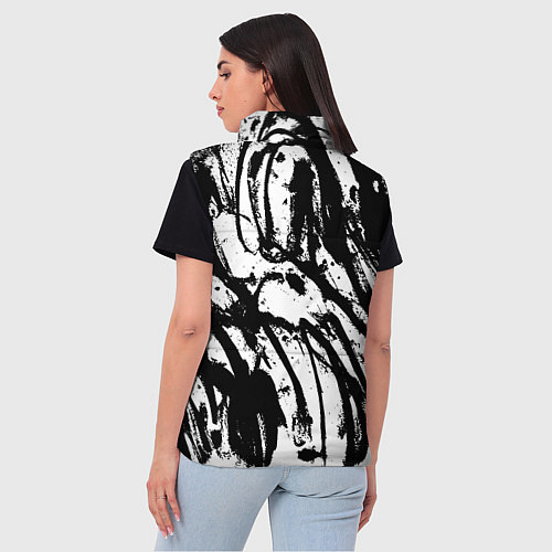 Женский жилет Чёрно-белая абстракция: нейросеть / 3D-Красный – фото 4