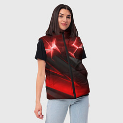 Женский жилет Яркая красная объемная абстракция, цвет: 3D-черный — фото 2