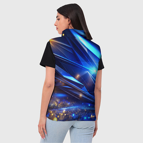 Женский жилет Синие плиты и блестки абстракции / 3D-Светло-серый – фото 4