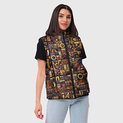 Женский жилет Африканский орнамент резьба по дереву, цвет: 3D-черный — фото 2