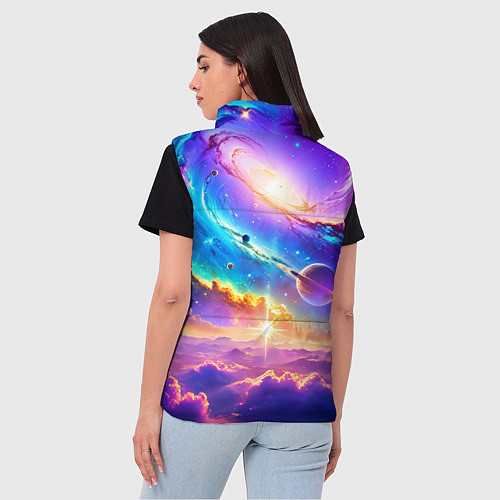 Женский жилет Космос в неоновых тонах / 3D-Черный – фото 4