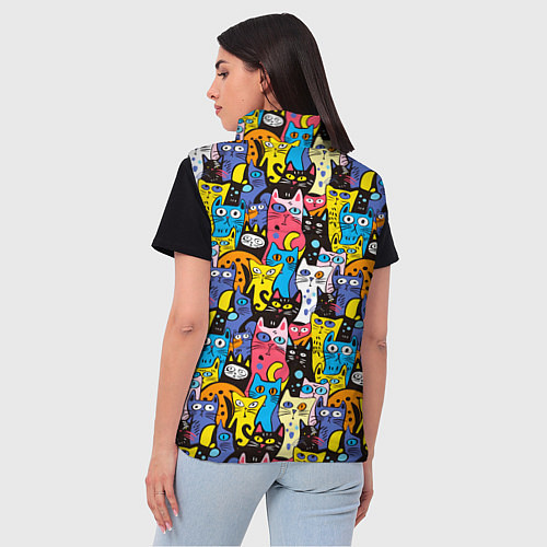 Женский жилет Креативные коты / 3D-Черный – фото 4