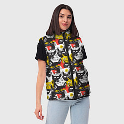 Женский жилет Прикольные коты, цвет: 3D-красный — фото 2