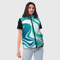 Женский жилет Кислотно синий белый мраморный фон, цвет: 3D-красный — фото 2