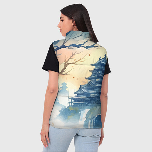 Женский жилет Japanese landscape - watercolor / 3D-Светло-серый – фото 4