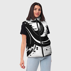 Женский жилет Чёрно-белая экспрессивная абстракция, цвет: 3D-светло-серый — фото 2