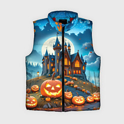 Женский жилет Ночь Хэллоуина тыквы и замок, цвет: 3D-красный