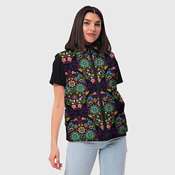 Женский жилет Узорчатый черепной орнамент, цвет: 3D-черный — фото 2