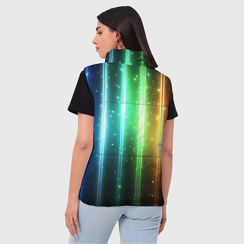Женский жилет Светящиеся яркие неоновые полосы в космосе / 3D-Красный – фото 4
