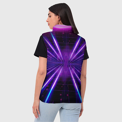 Женский жилет Город на закате и неоновые полосы / 3D-Светло-серый – фото 4