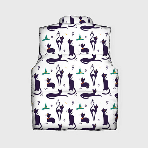 Женский жилет Узор из черных магических кошек / 3D-Светло-серый – фото 2