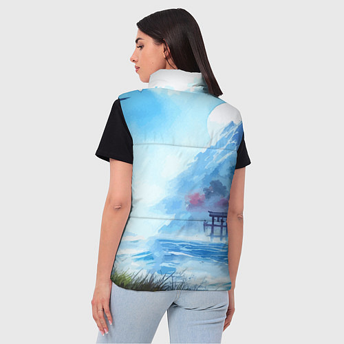 Женский жилет Японский морской пейзаж - нейроарт / 3D-Черный – фото 4