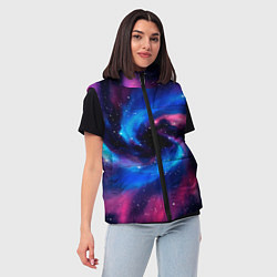 Женский жилет Космическая туманность-спираль и звёзды, цвет: 3D-светло-серый — фото 2