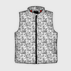 Женский жилет Черно белый узор с ящерицами - паттерн, цвет: 3D-красный