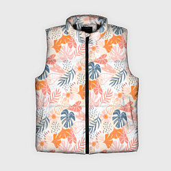 Женский жилет Паттерн узор листьев, цвет: 3D-черный
