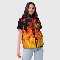 Женский жилет Герб РФ броня в огне, цвет: 3D-светло-серый — фото 2