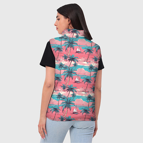 Женский жилет Летний закат на море паттерн-текстура / 3D-Черный – фото 4