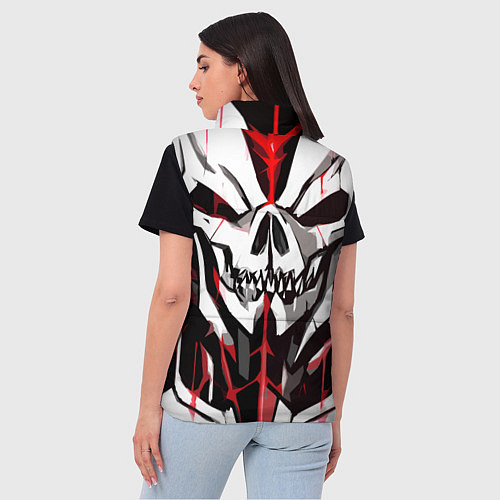 Женский жилет Белый череп и красные полосы на чёрном фоне / 3D-Черный – фото 4