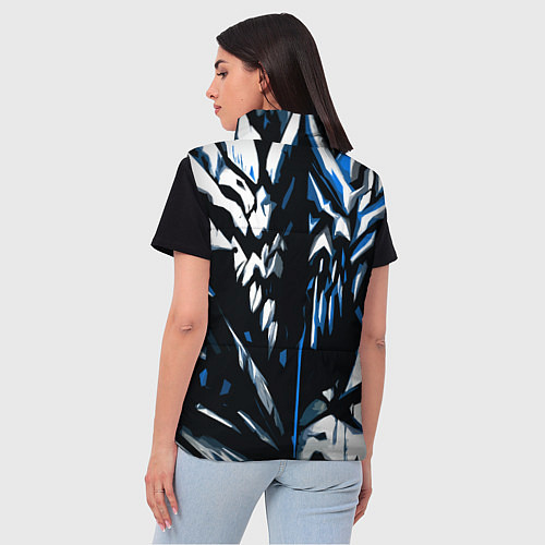 Женский жилет White and blue abstraction on a black background / 3D-Черный – фото 4