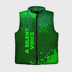 Женский жилет A Silent Voice - green gradient вертикально, цвет: 3D-черный
