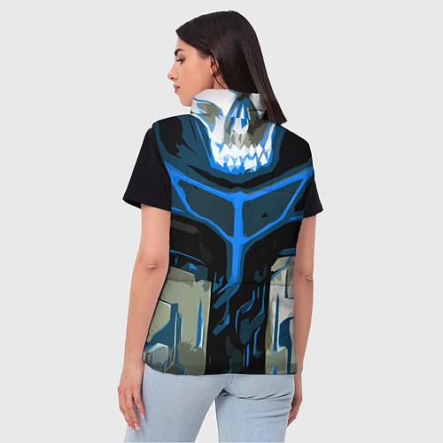 Женский жилет Blue stripes on a black and white background / 3D-Черный – фото 4