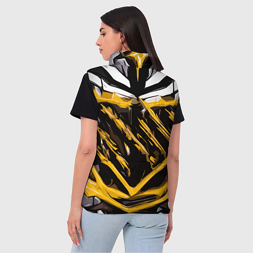 Женский жилет Yellow and white abstraction on a black background / 3D-Черный – фото 4