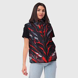 Женский жилет Красные адские полосы на чёрном фоне, цвет: 3D-черный — фото 2